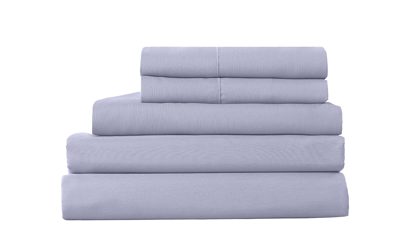 Royal Comfort 2000TC 6 Piece Bamboo Sheet & Quilt Cover Set Cooling Breathable - Queen - Lilac Grey