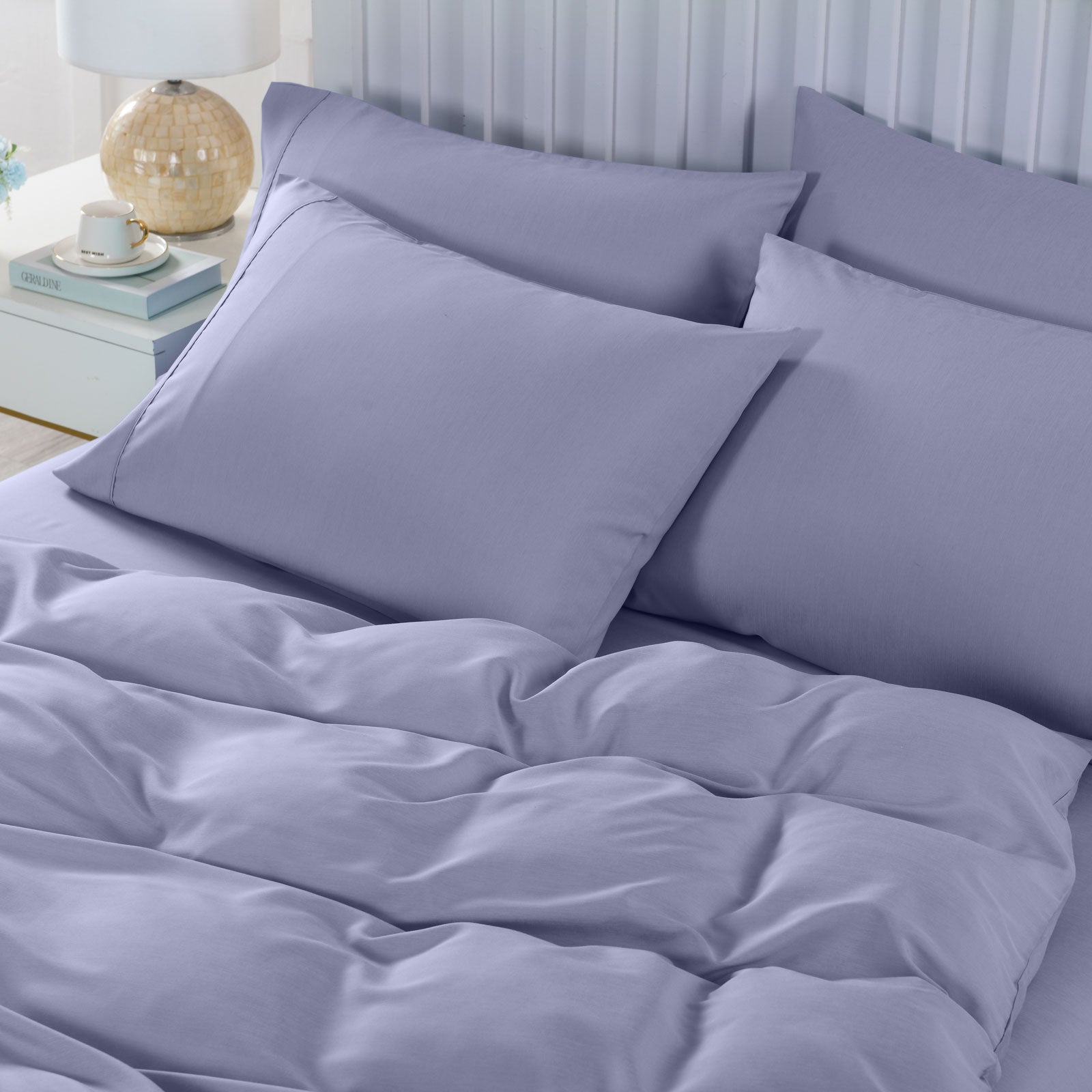 Bamboo Cooling 2000TC 6-Piece King Sheet & Quilt Set - Lilac Grey Royal Comfort