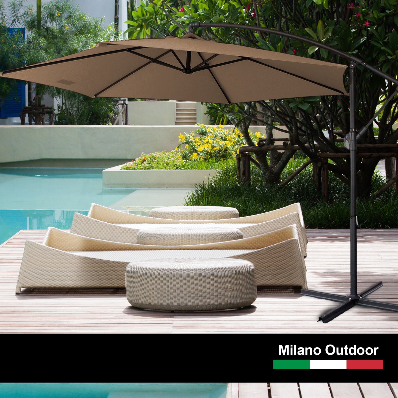 3m UV-Resistant Cantilever Outdoor Umbrella, Latte - Milano