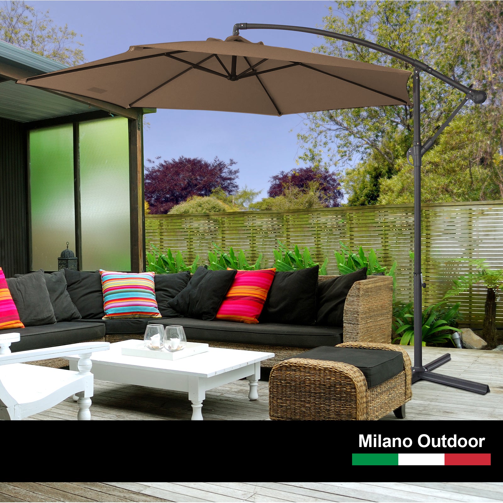 3m UV-Resistant Cantilever Outdoor Umbrella, Latte - Milano