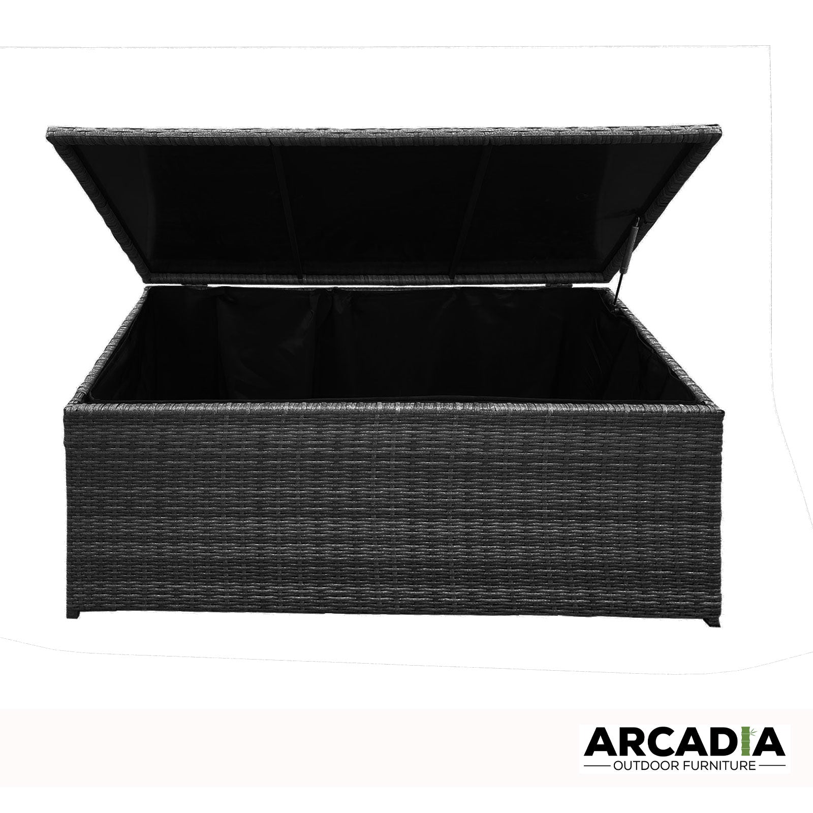 Arcadia Furniture Outdoor Rattan Storage Box Garden Toy Tools Shed UV Resistant - Black