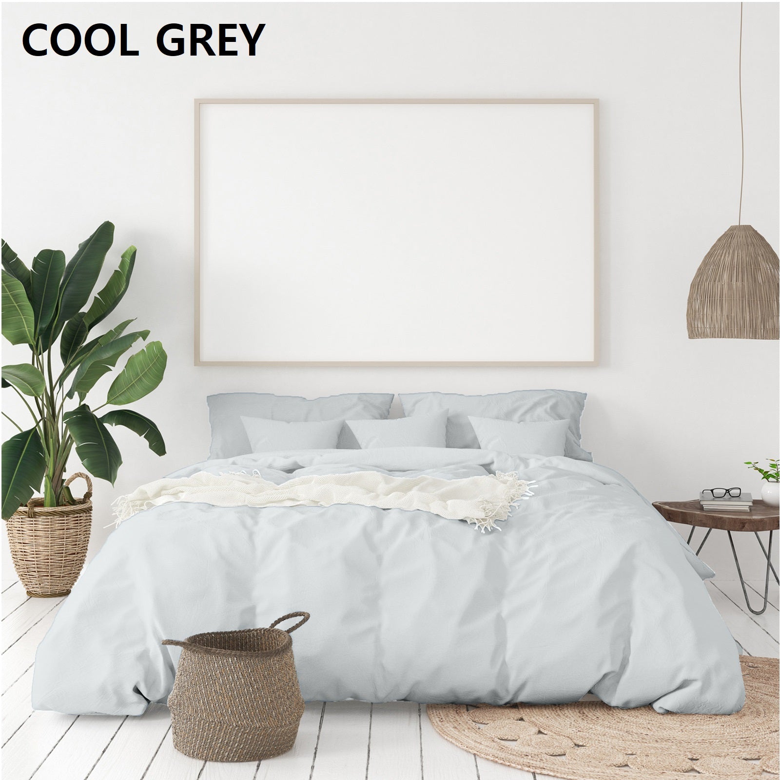 1000TC Bamboo Cotton Quilt Cover Set - King Cool Grey Royal Comfort