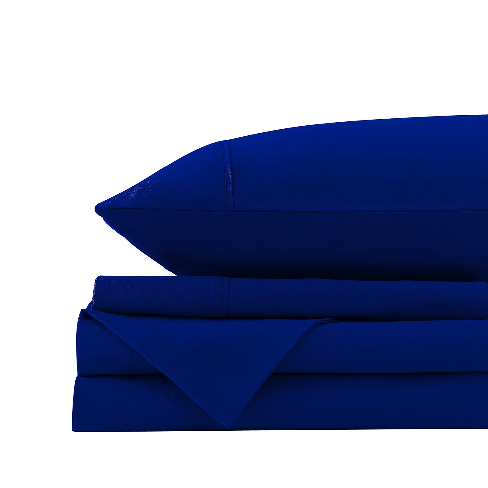 Royal Comfort Vintage Washed 100% Cotton Sheet Set Fitted Flat Sheet Pillowcases - Double - Royal Blue