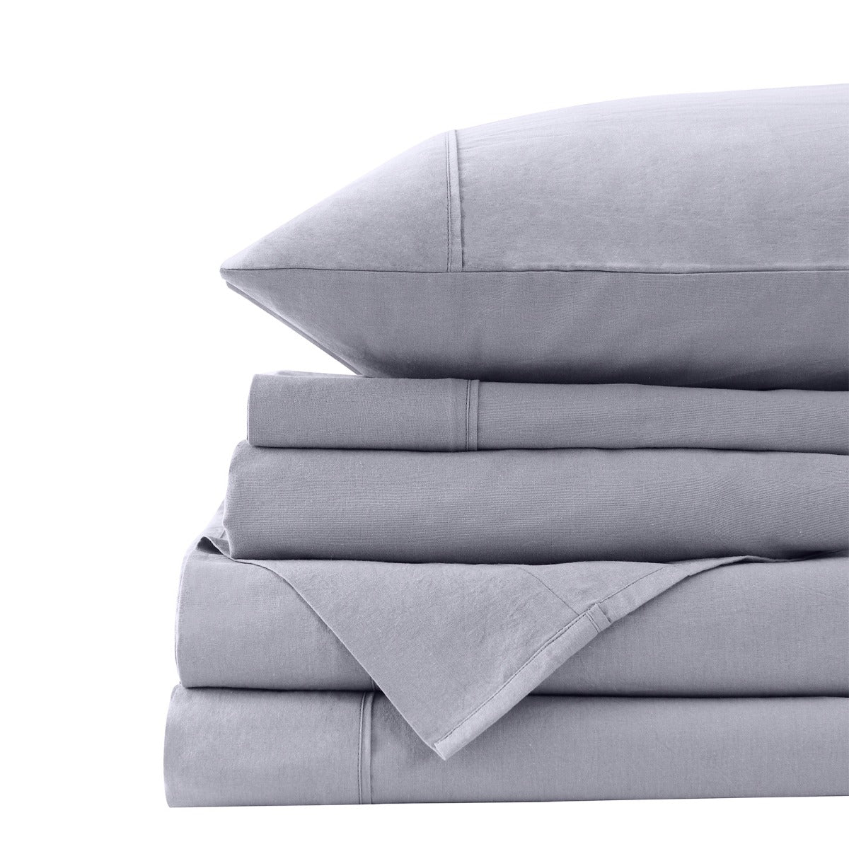 Royal Comfort Vintage Washed 100% Cotton Quilt Cover Set Bedding Ultra Soft - Queen - Grey