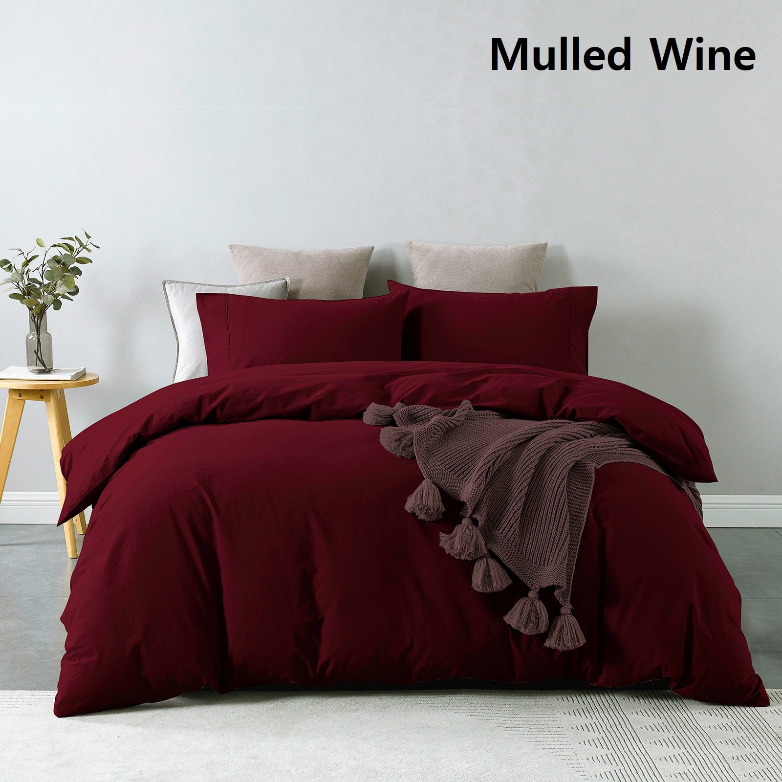 Ultra Soft Vintage Washed Cotton King Quilt Set - Mulled Wine Royal Comfort