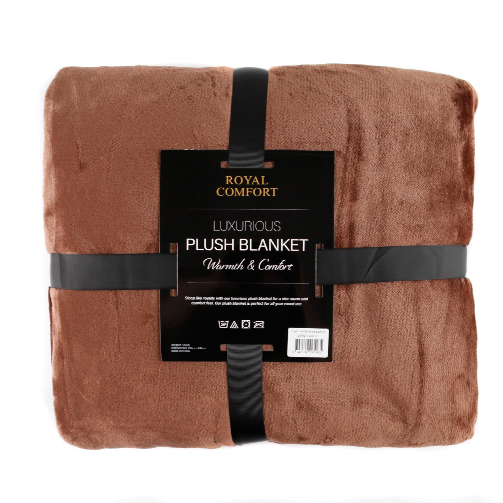 Super Soft Large Coffee Plush Blanket 220x240cm 180GSM