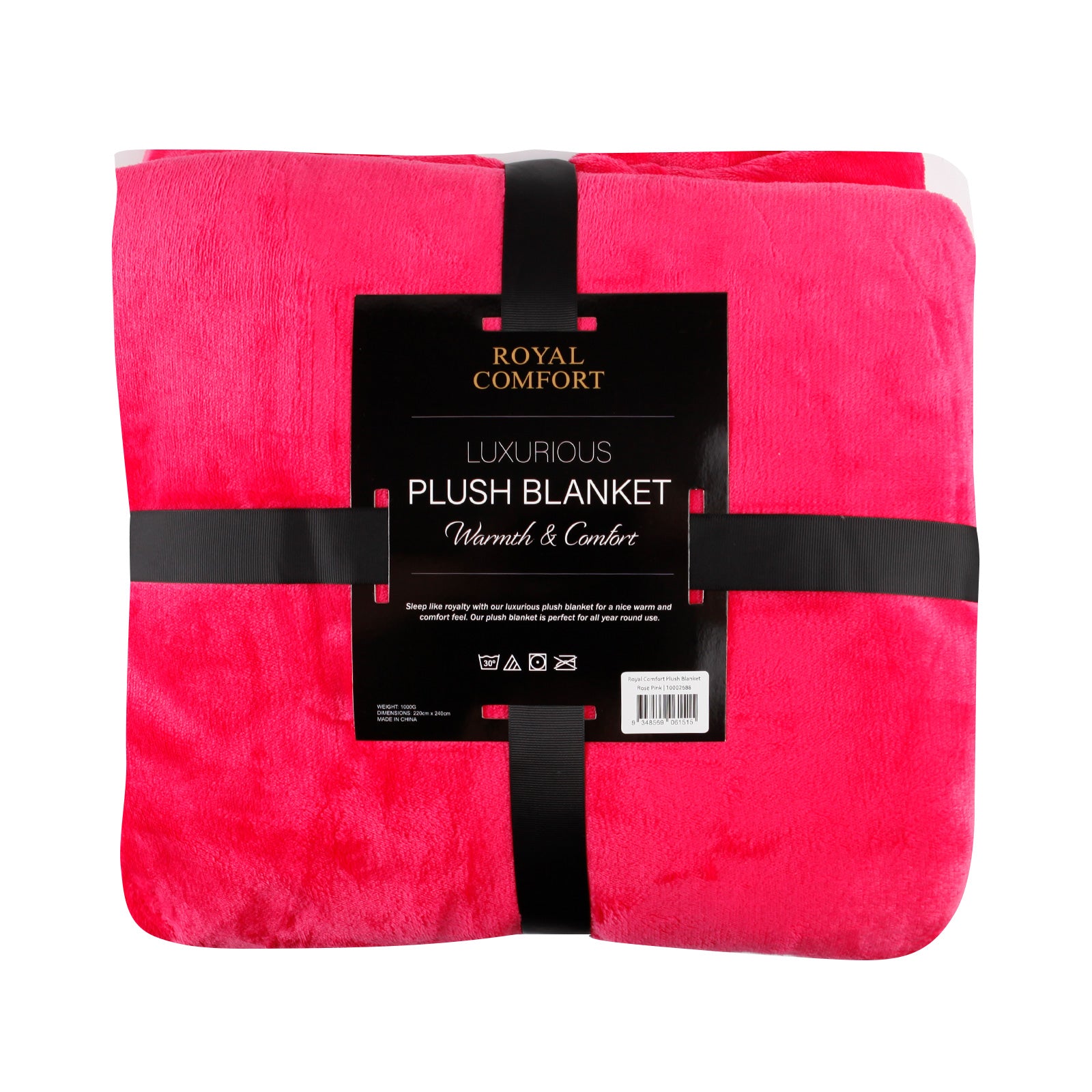 Plush 220x240cm 180GSM Blanket Throw, Super Soft - Royal Comfort