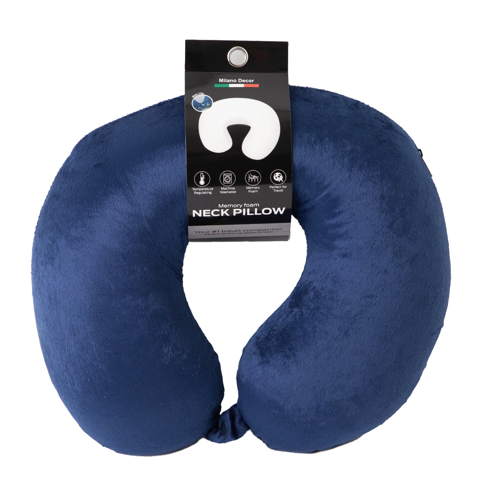 Memory Foam Travel Neck Pillow with Clip - Milano Decor