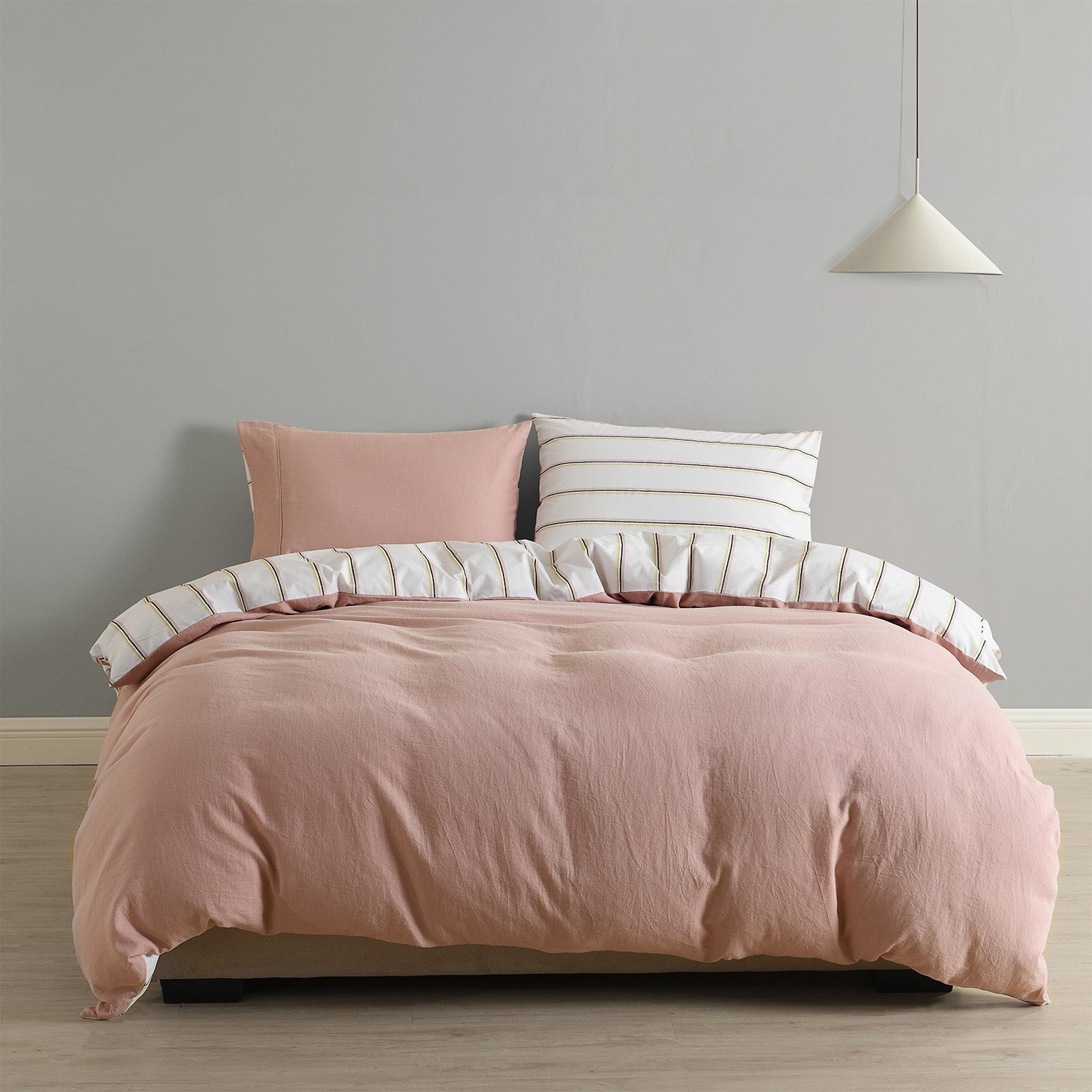 Hemp Cotton Blend Quilt Cover Set, Queen, Dusk Pink - Royal Comfort