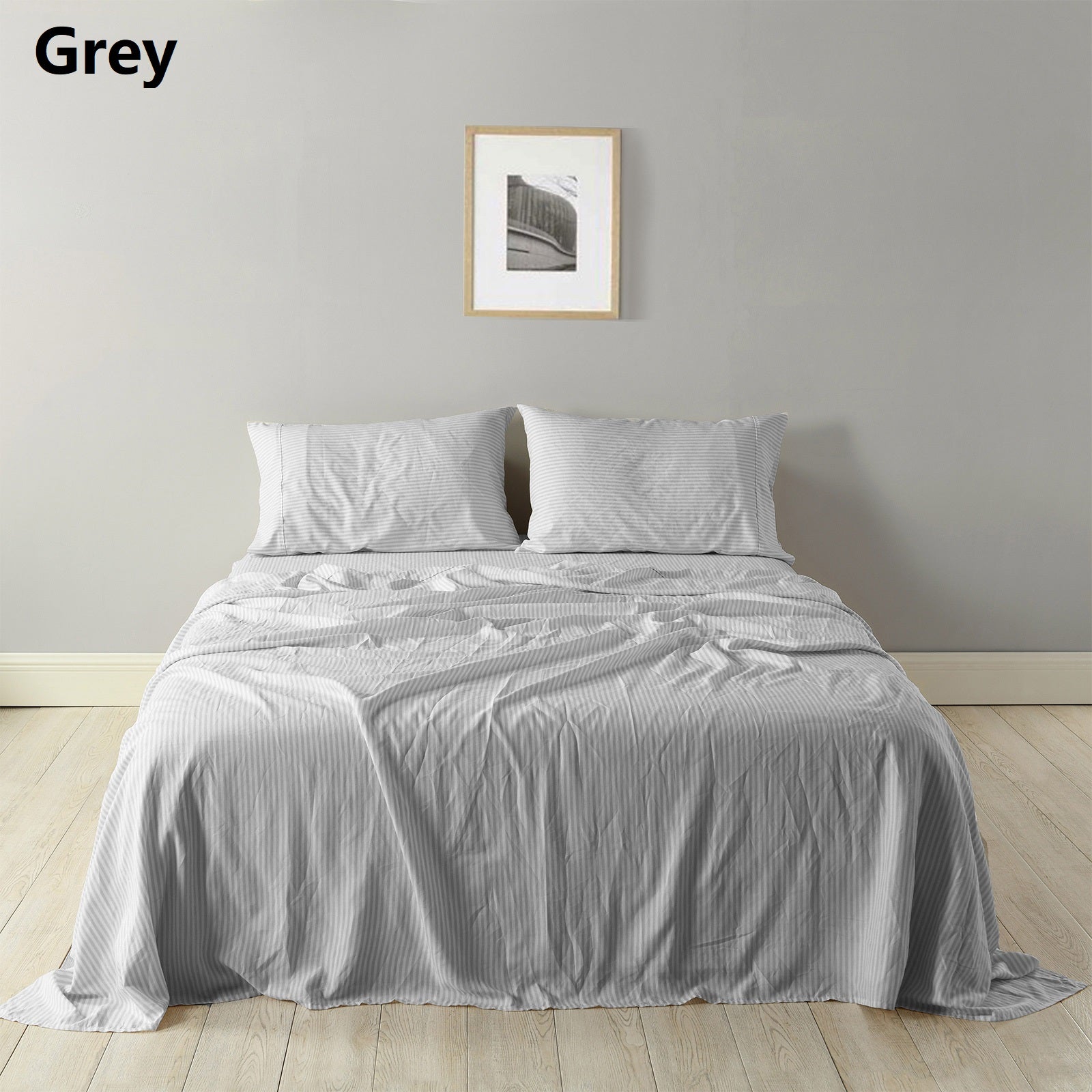 Temperature-Regulating Linen Blend King Sheet Set - Grey Royal Comfort