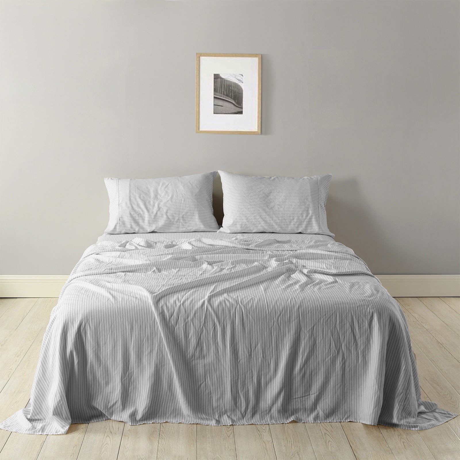 Temperature-Regulating Linen Blend King Sheet Set - Grey Royal Comfort