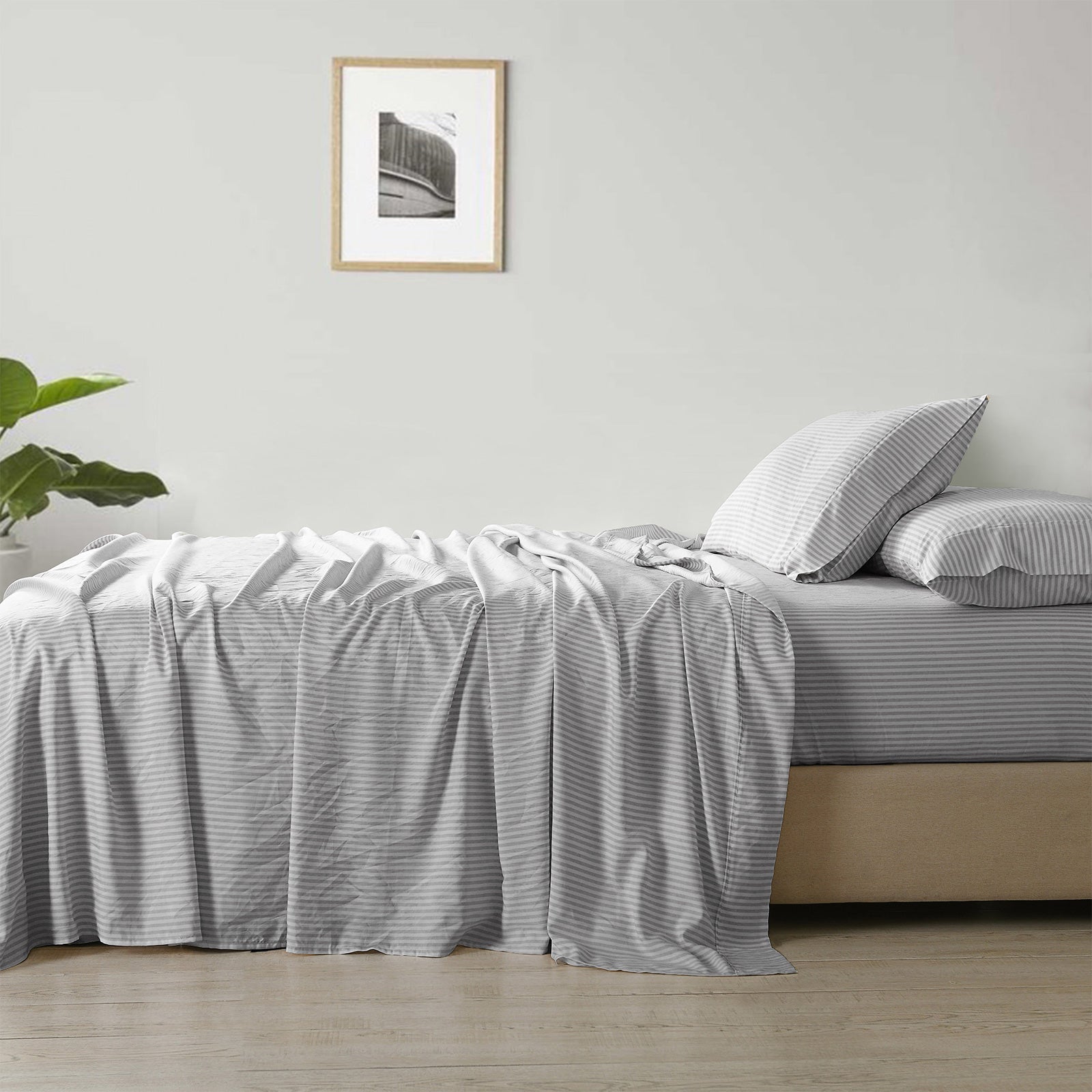 Temperature-Regulating Linen Blend King Sheet Set - Grey Royal Comfort