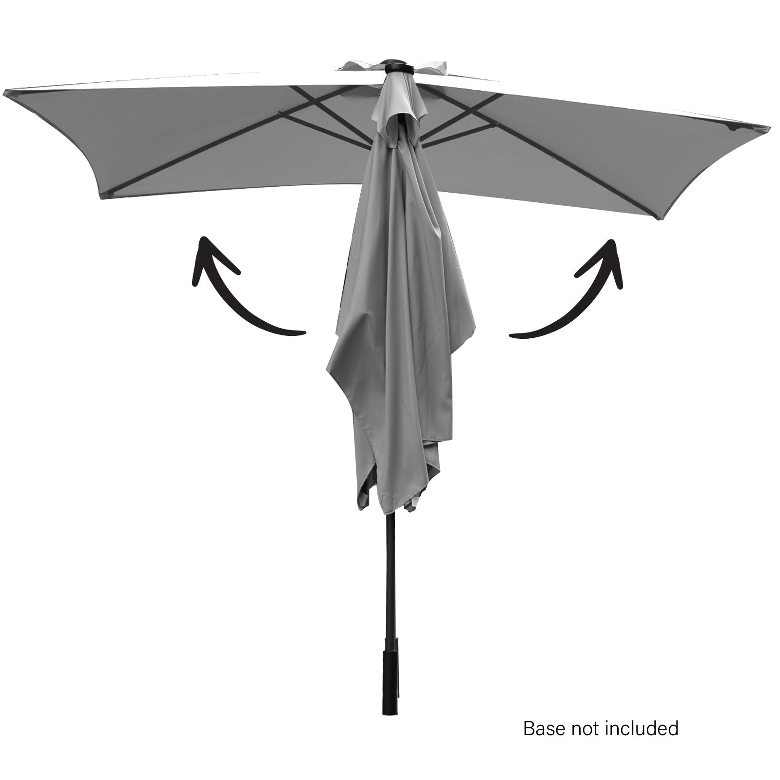 Arcadia Furniture Umbrella 3 Metre Umbrella with Solar LED Lights Garden Yard - Grey