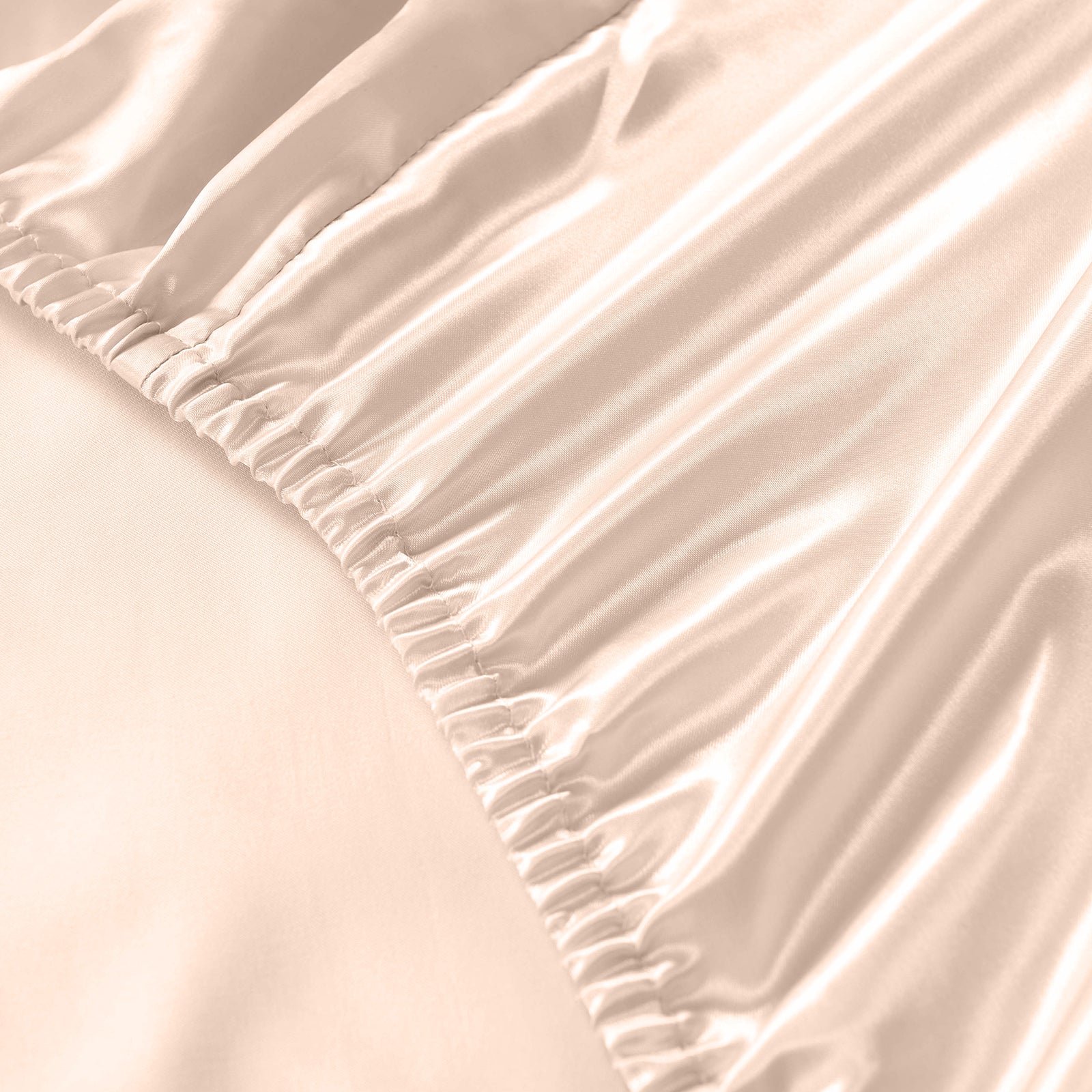 Royal Comfort Satin Sheet Set 3 Piece Fitted Sheet Pillowcase Soft - King - Champagne Pink