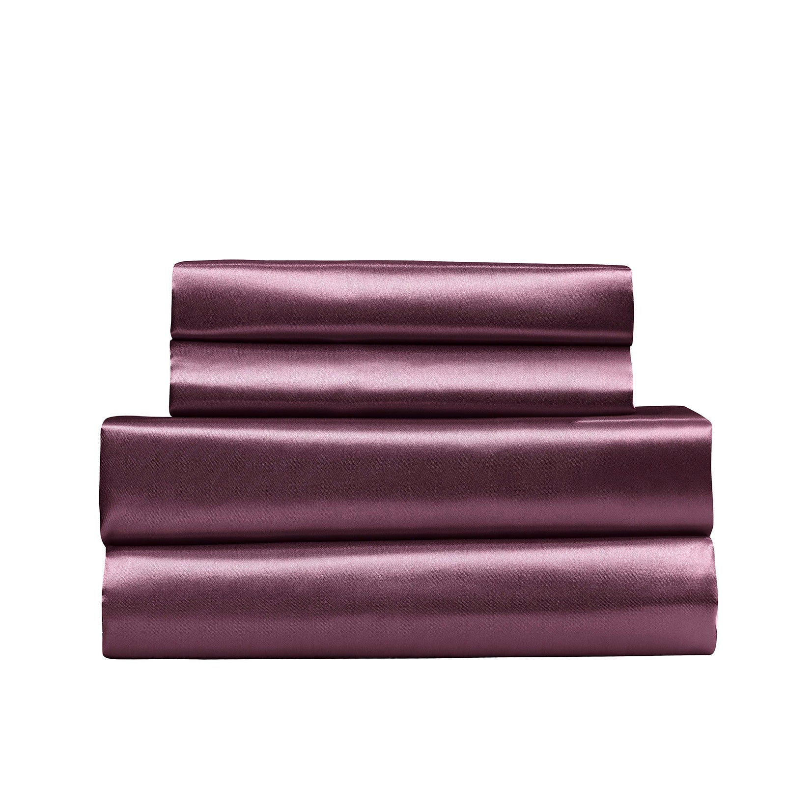 Royal Comfort Satin Sheet Set 4 Piece Fitted Flat Sheet Pillowcases - King - Malaga Wine