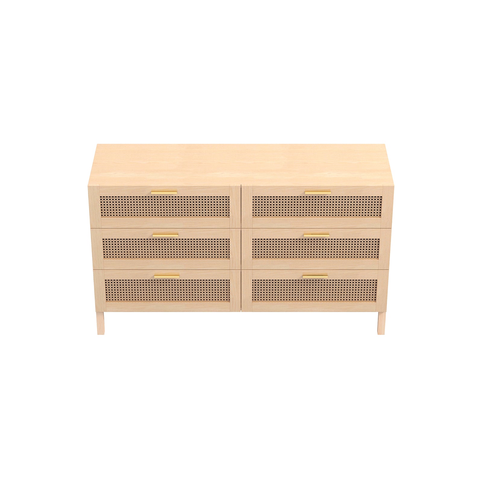 Casa Decor Tulum Rattan 6 Chest of Drawers Cabinet Bedroom Storage Tallboy Oak