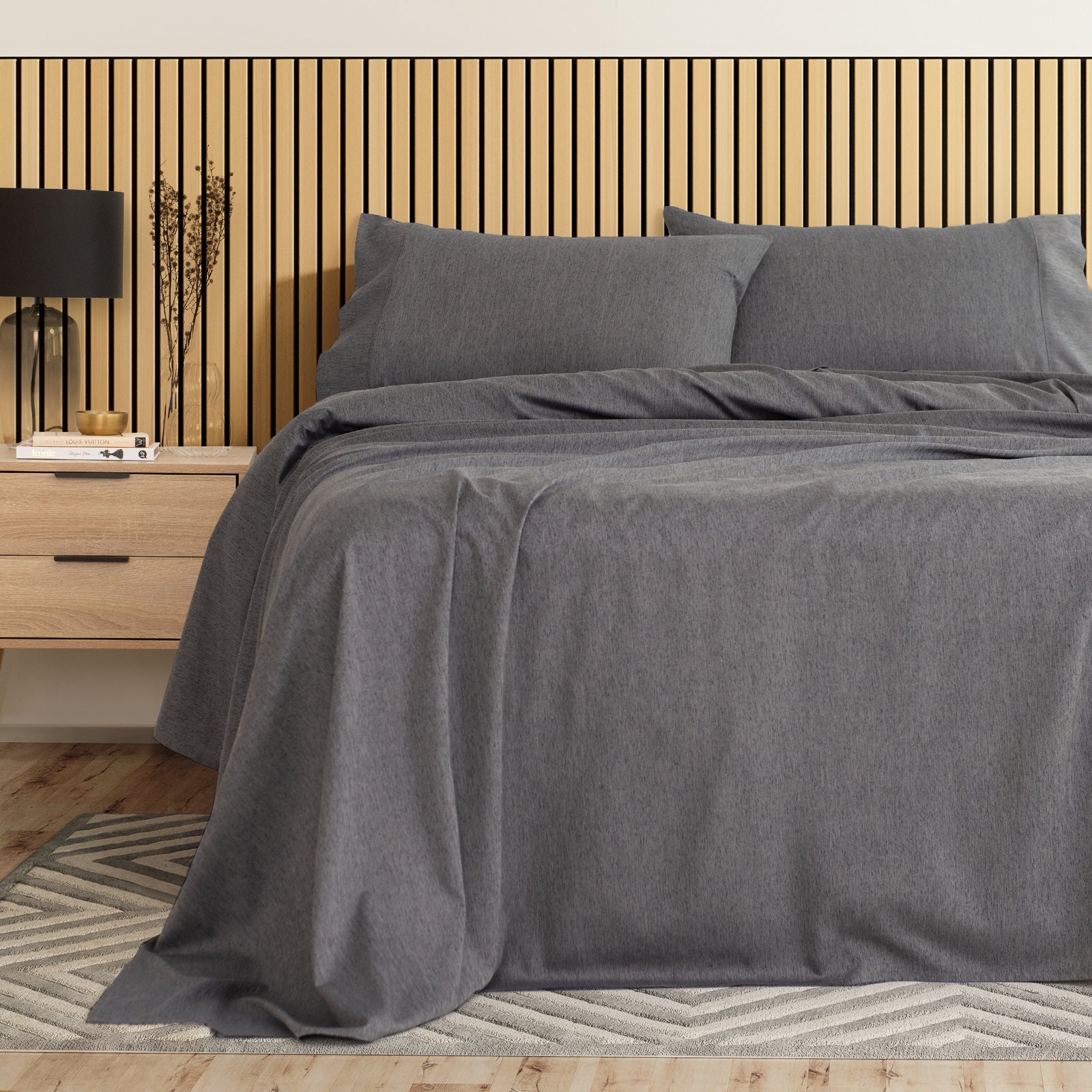 Royal Comfort 3000 Thread Count Bamboo Cooling Sheet Set - King - Charcoal