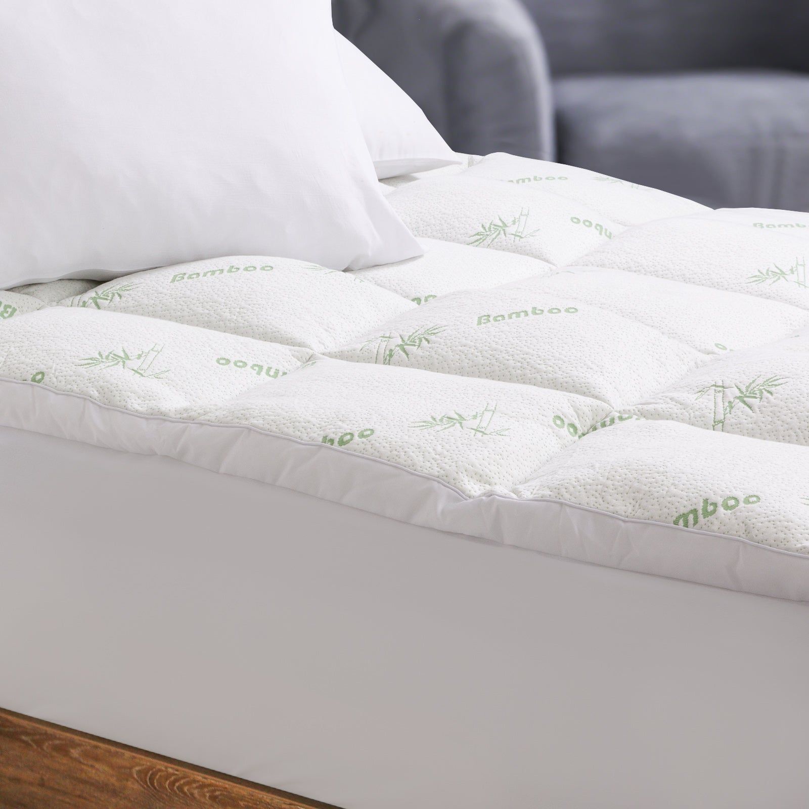 Royal Comfort 1000GSM Luxury Bamboo Covered Mattress Topper Ball Fibre Gusset - King - White