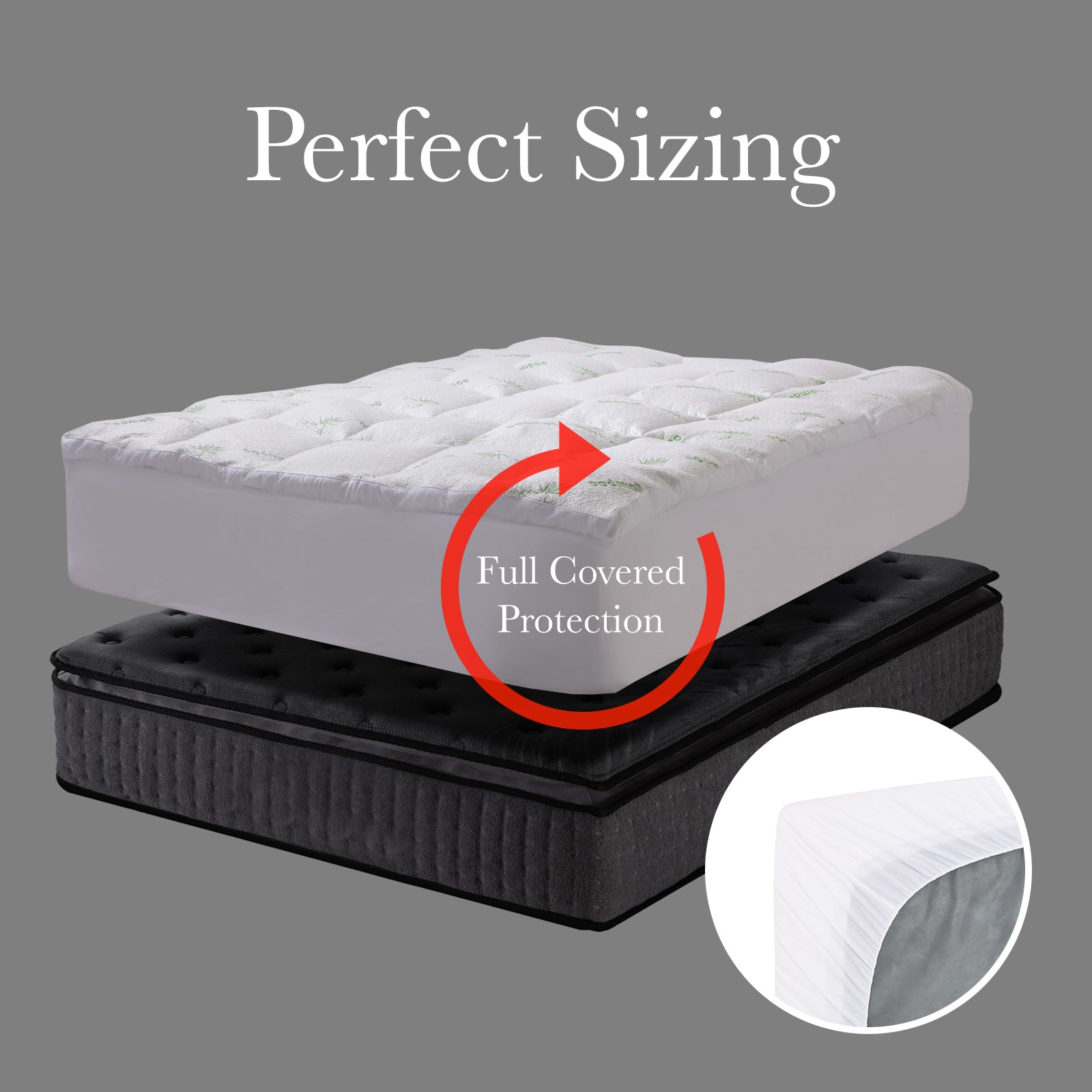 Royal Comfort 1000GSM Luxury Bamboo Covered Mattress Topper Ball Fibre Gusset - King - White