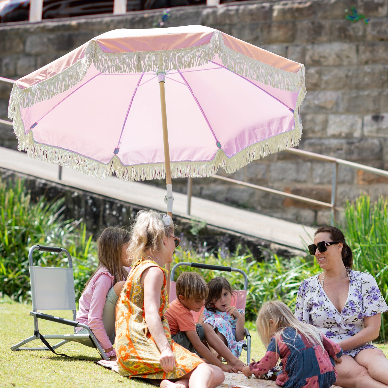 2m UPF 50+ Beach Umbrella with Cotton Fringe & Carry Bag - Havana Outdoors