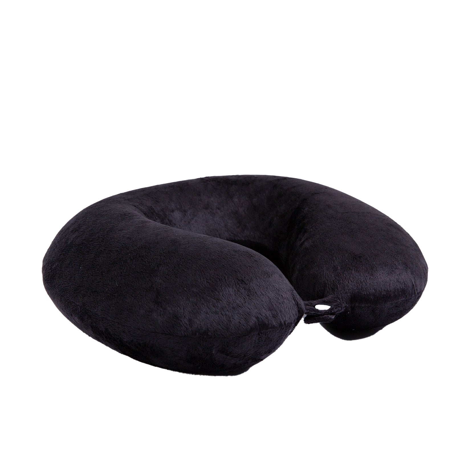 Memory Foam Travel Neck Pillow w/ Clip, Soft Black - Milano Decor