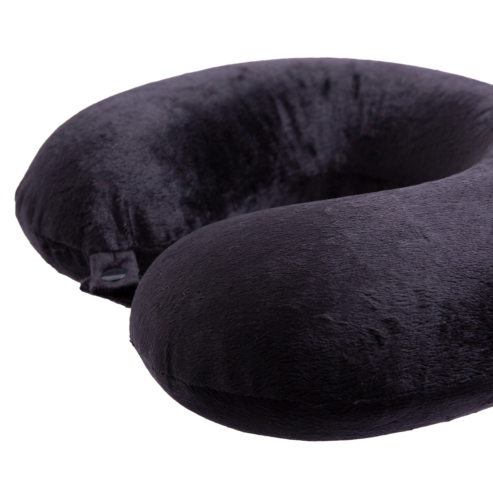 Memory Foam Travel Neck Pillow w/ Clip, Soft Black - Milano Decor