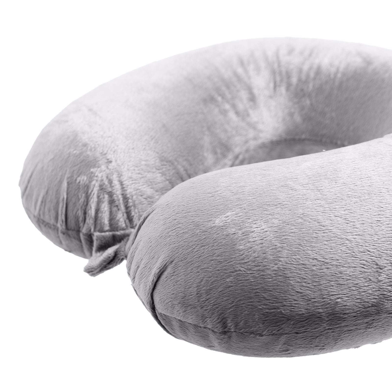 Memory Foam Travel Neck Pillow with Clip, Soft Grey - Milano Decor