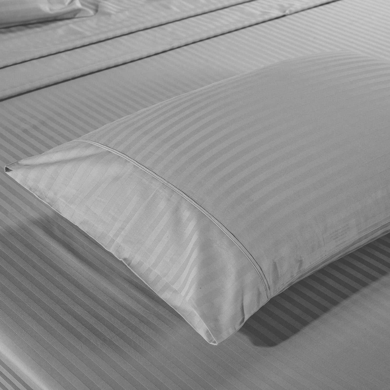 Kensington 1200 Thread Count 100% Egyptian Cotton Sheet Set Stripe Hotel Grade - Double - Silver