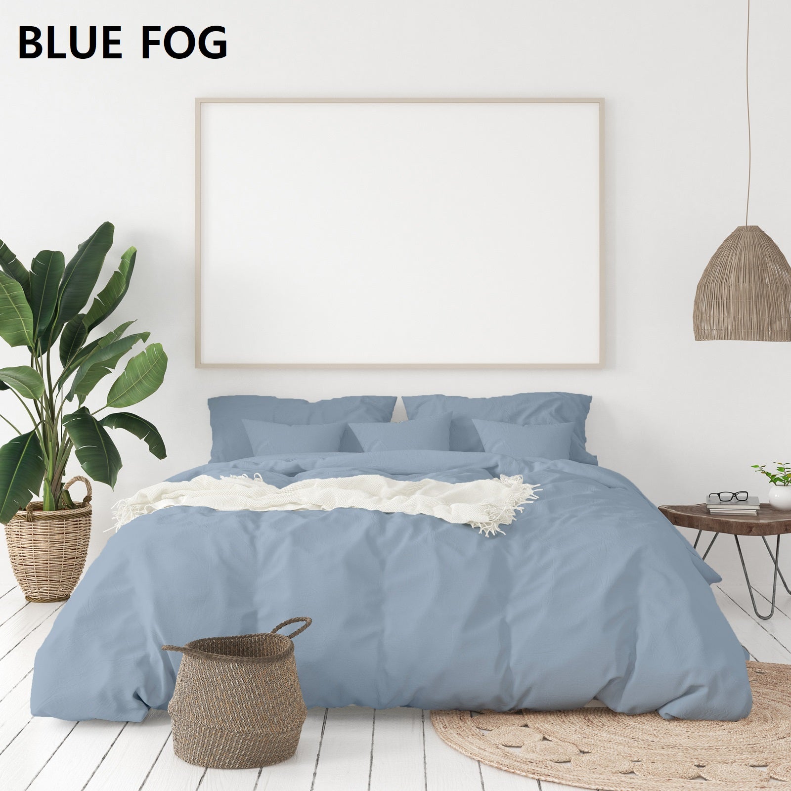 1000TC Bamboo Cotton Quilt Cover Set King Blue Fog Royal Comfort