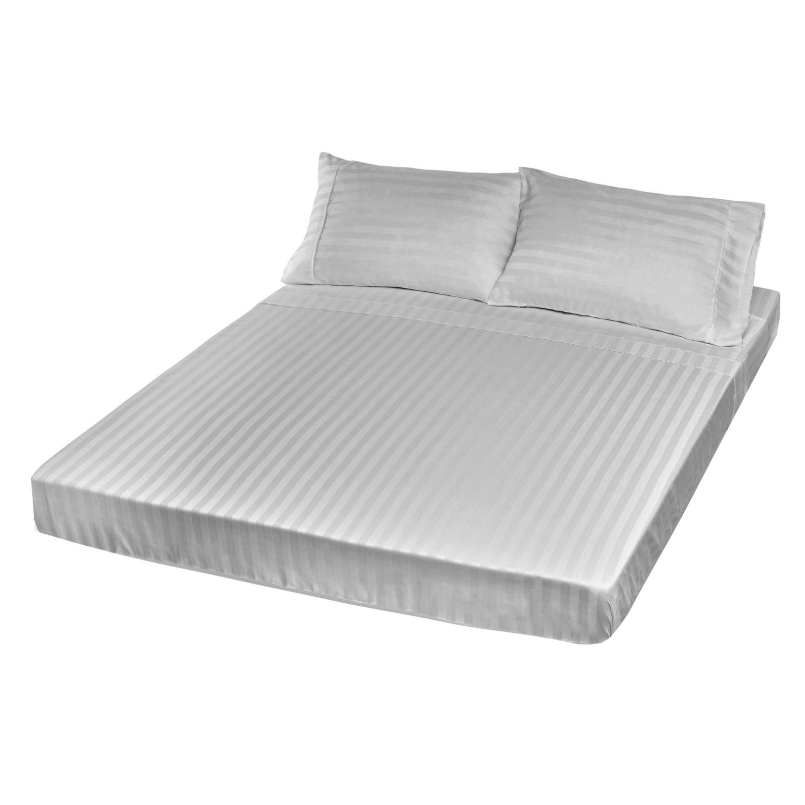 Royal Comfort 1200TC Sheet Set Damask Cotton Blend Ultra Soft Sateen Bedding - Queen - Silver