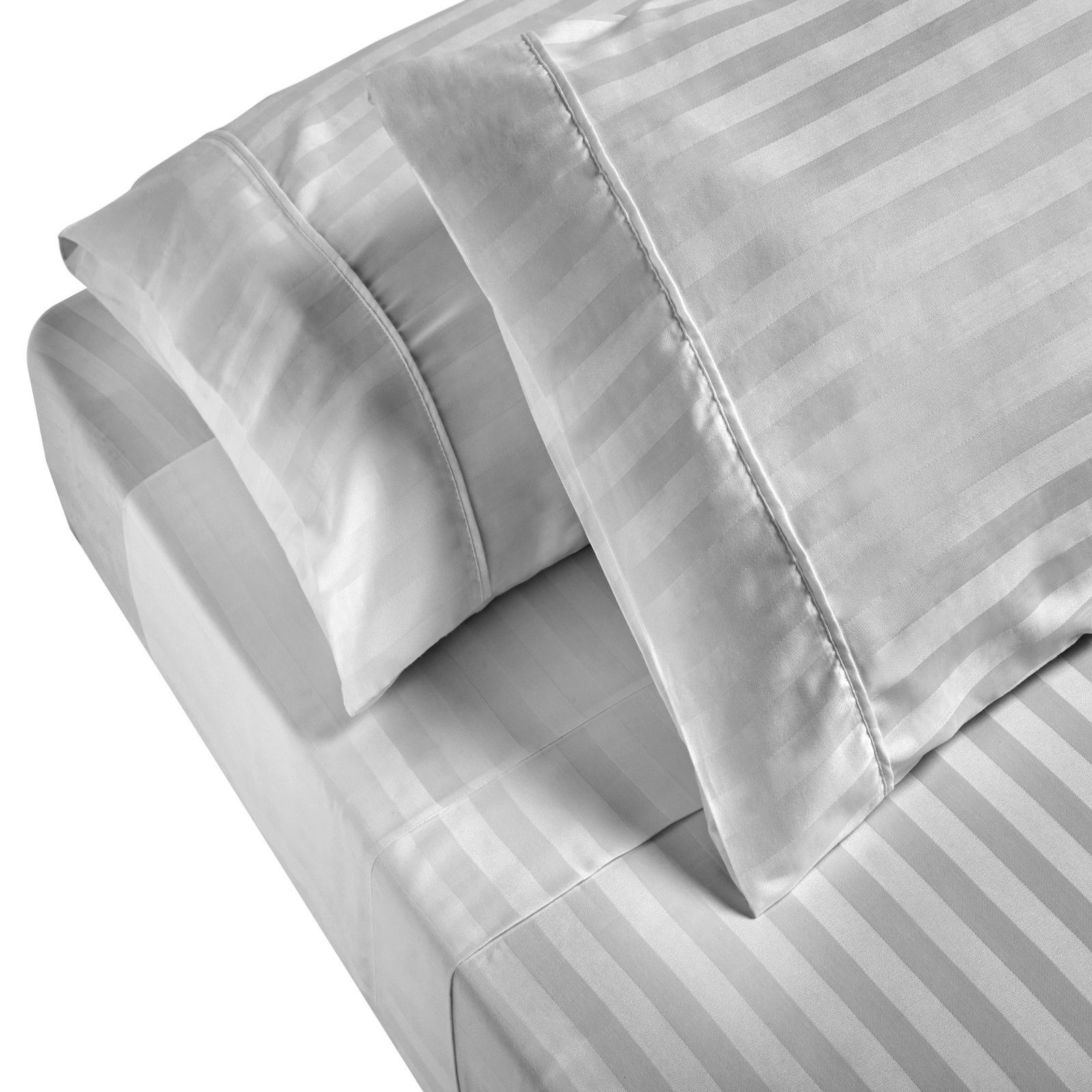 Royal Comfort 1200TC Sheet Set Damask Cotton Blend Ultra Soft Sateen Bedding - Queen - Silver