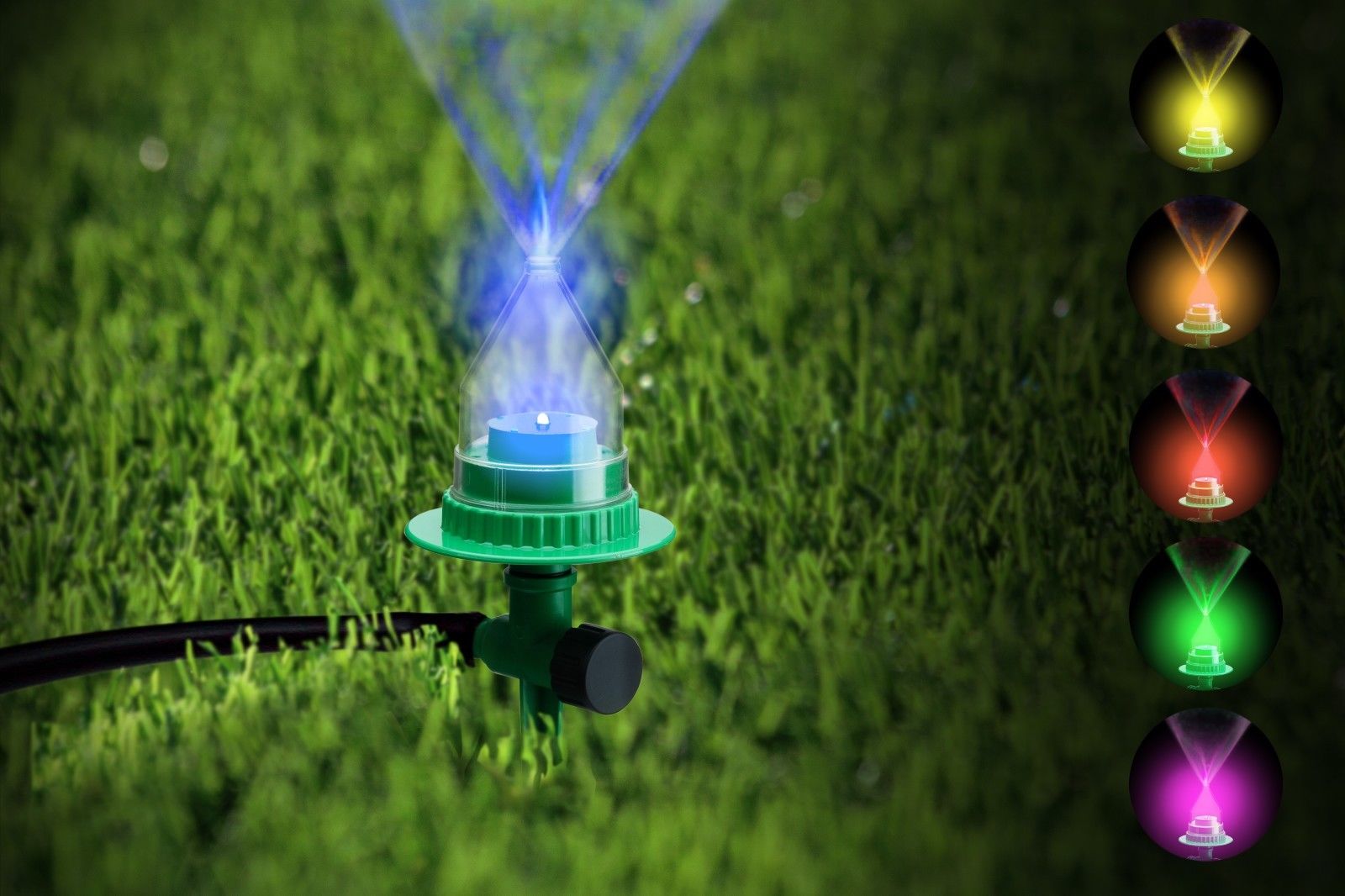 LED Garden Water Sprinkler, 6 Colors, Battery-Free, Durable