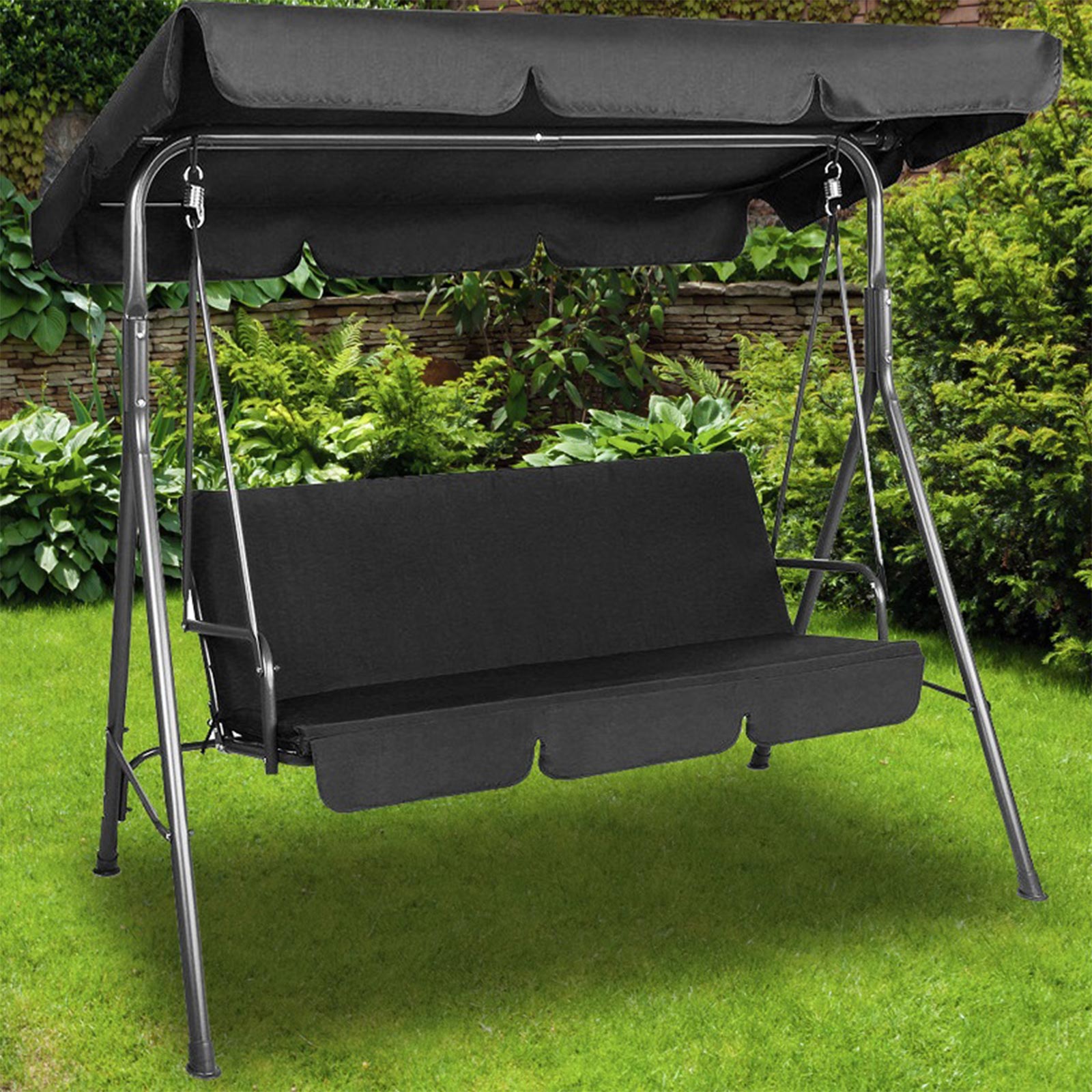 Waterproof Outdoor 3-Seater Steel Swing Bench Chair - Milano