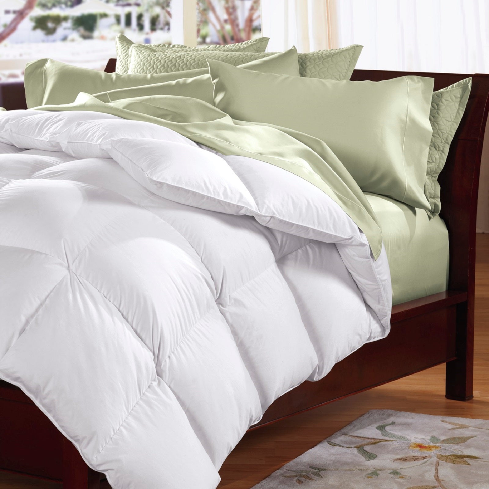 Goose Feather & Down Quilt 500GSM + Goose Feather and Down Pillows 2 Pack Combo - Single - White