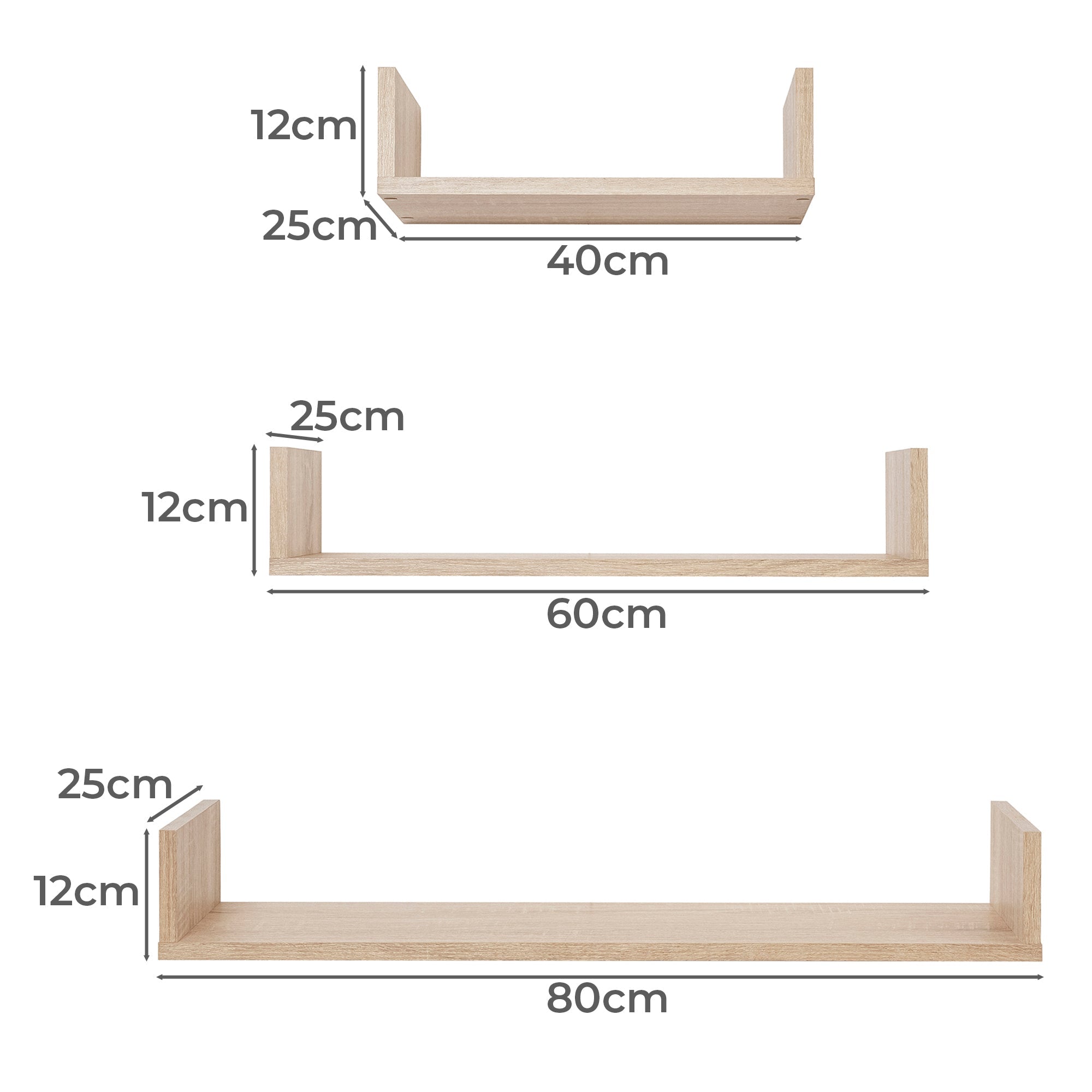 OSLO THREE PIECE SHELF KIT OAK