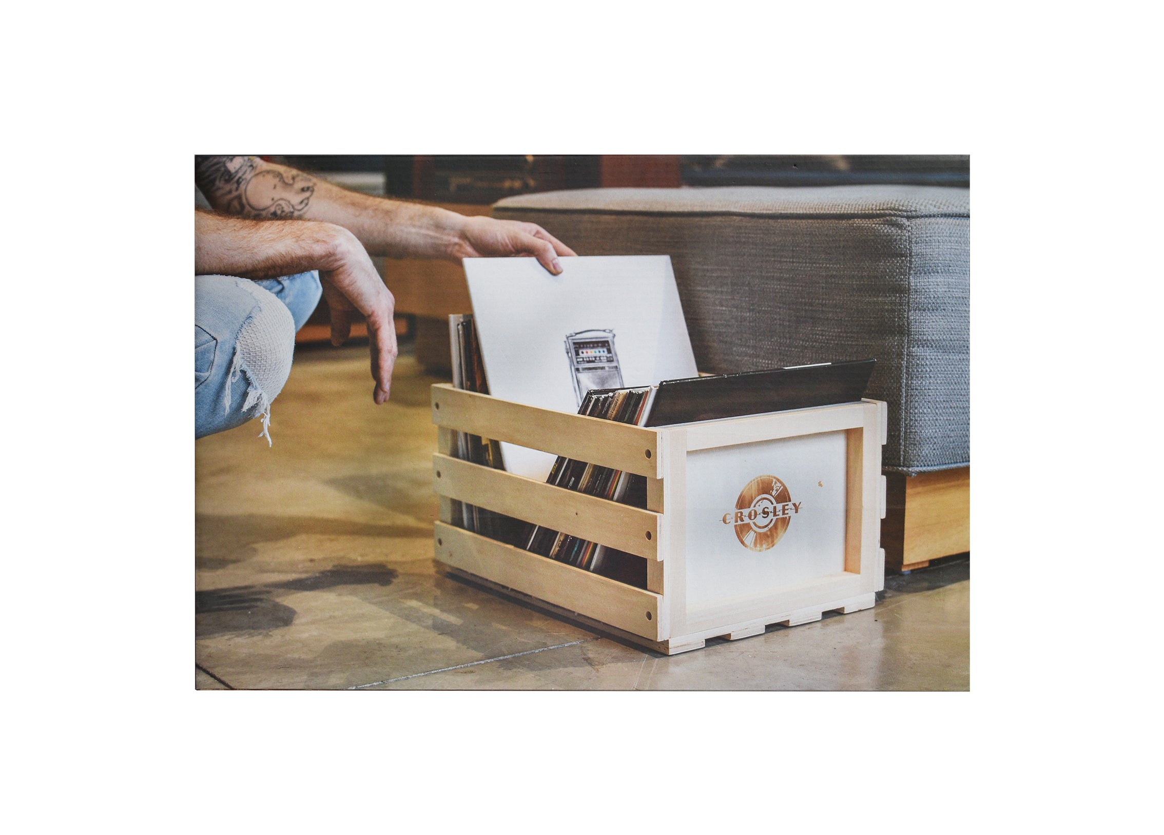 Wooden Record Storage Crate, Holds 75 Albums, Crosley