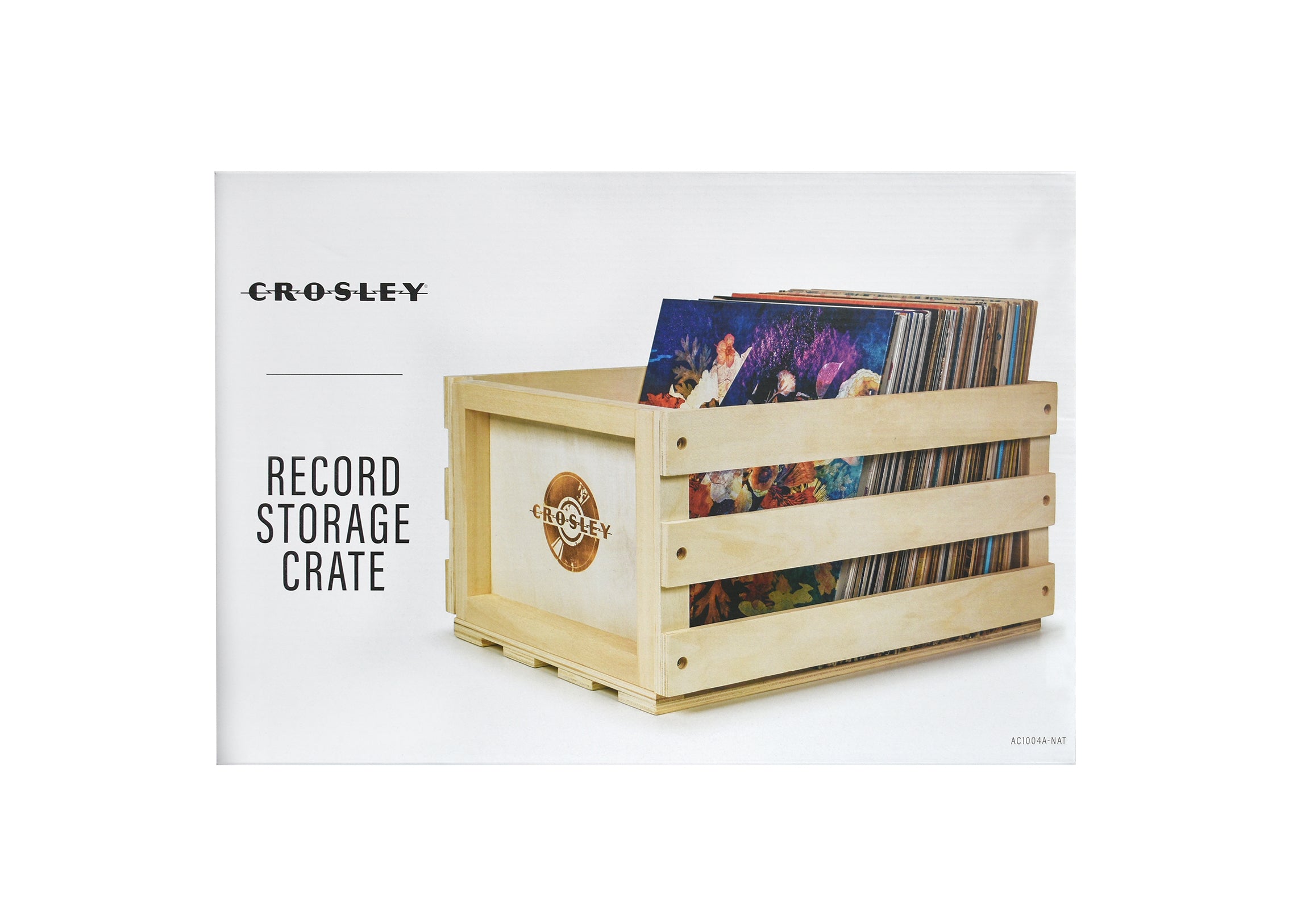 Wooden Record Storage Crate, Holds 75 Albums, Crosley