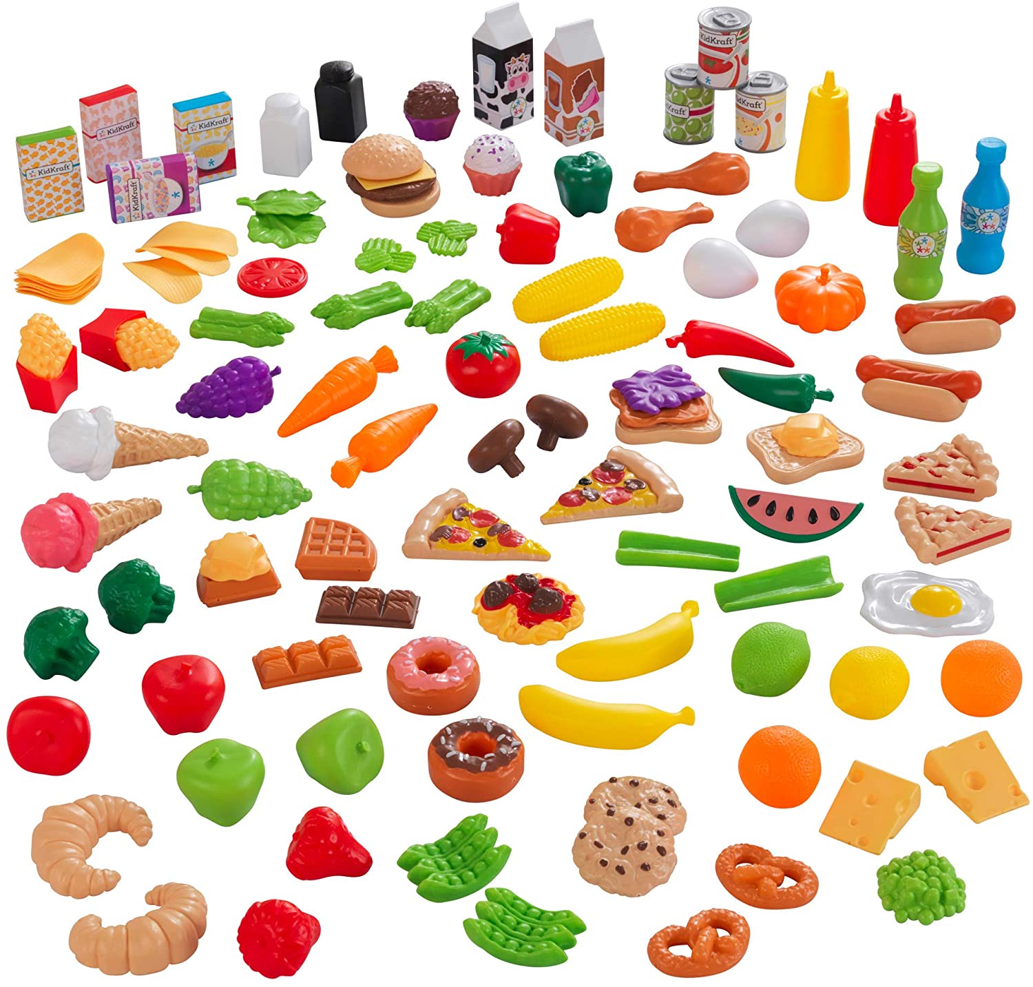 115 Pcs Play Food Set, Easy to Clean, Durable Plastic, Tasty Treats