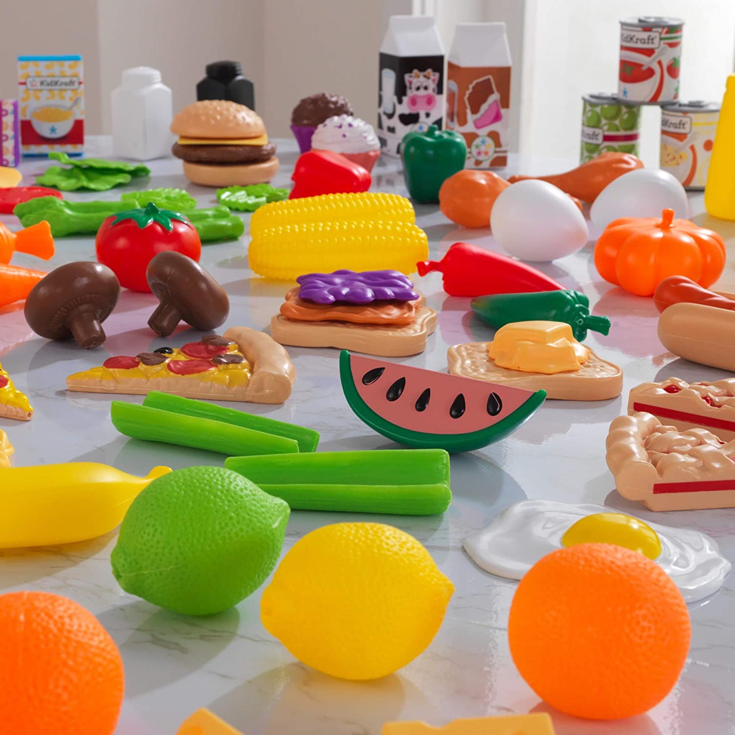 115 Pcs Play Food Set, Easy to Clean, Durable Plastic, Tasty Treats