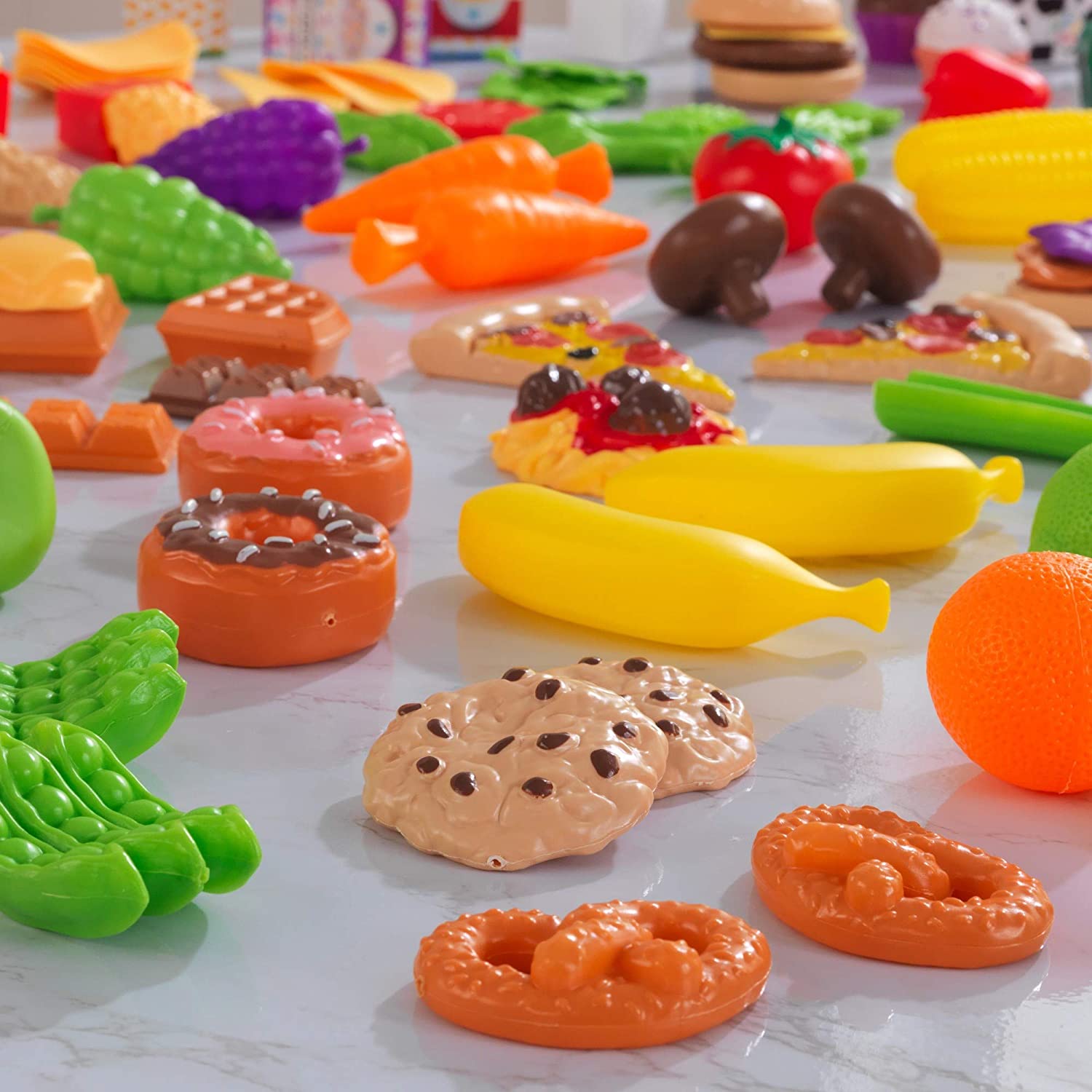 115 Pcs Play Food Set, Easy to Clean, Durable Plastic, Tasty Treats