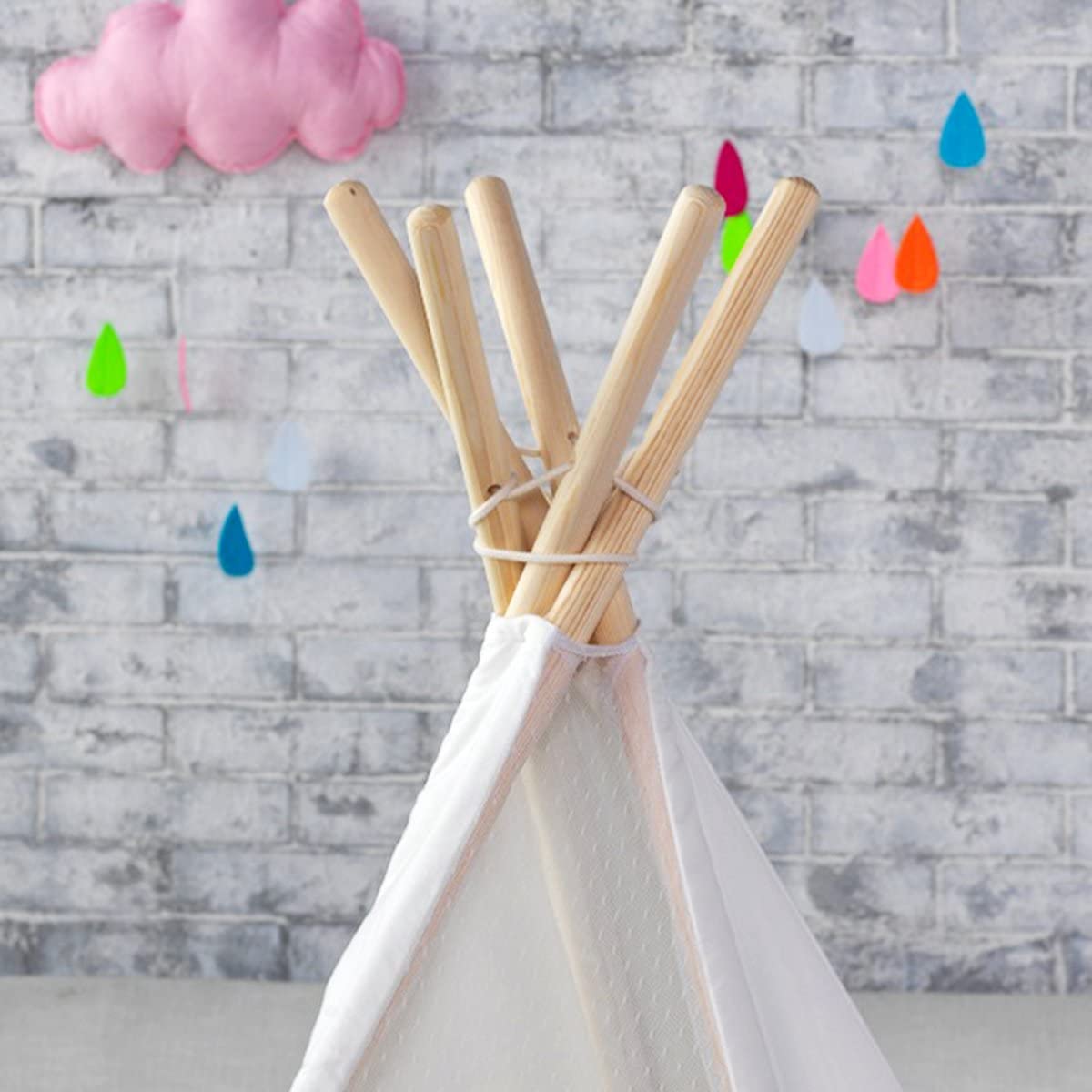5 Poles Giant Kids Teepee Tent Natural Canvas