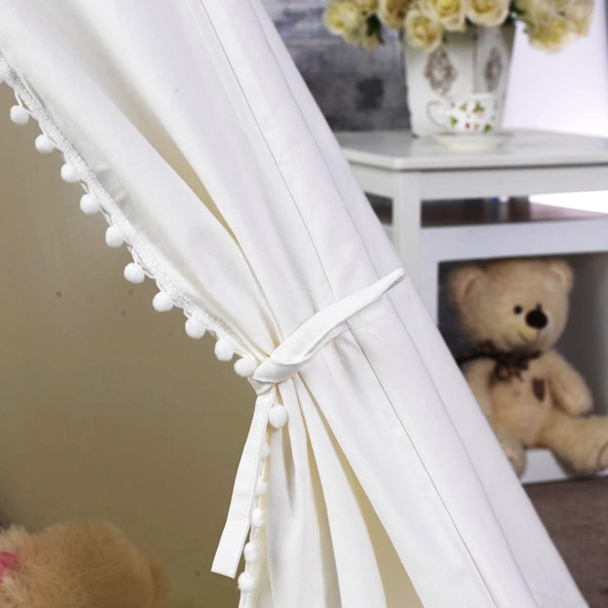 5 Poles Giant Kids Teepee Tent Natural Canvas