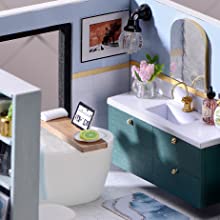Dollhouse Miniature with Furniture Kit Plus Dust Proof and Music Movement - Cozy time Valentine's Day Gift Idea
