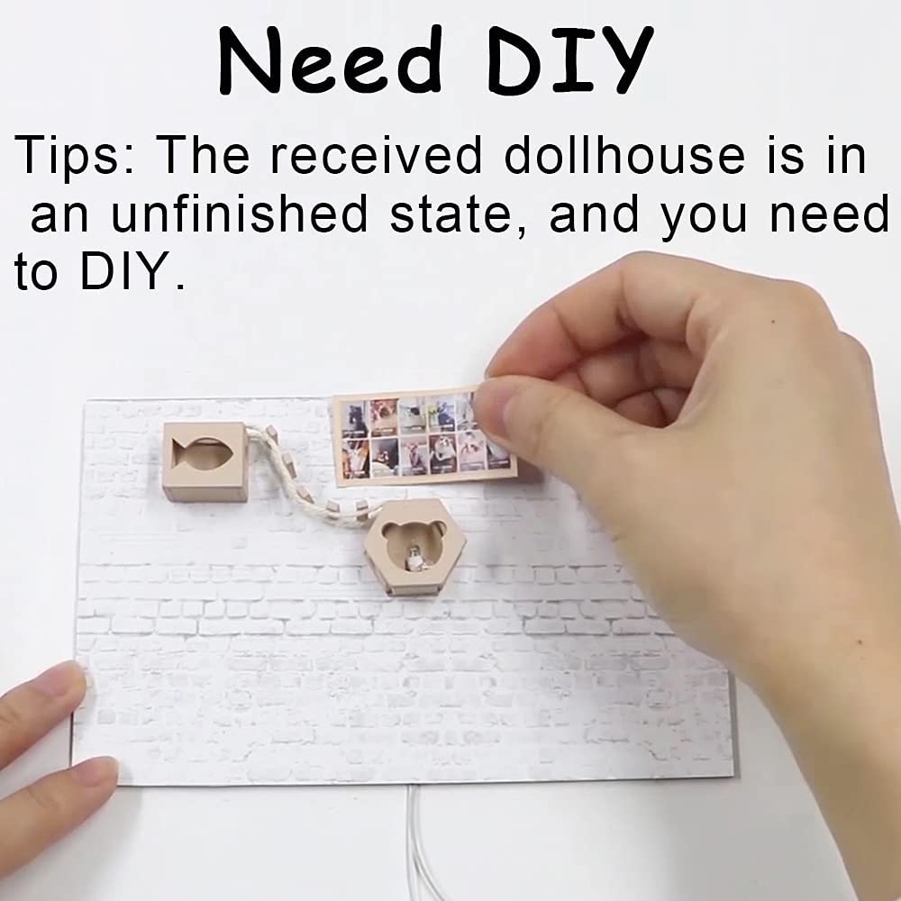 Dollhouse Miniature with Furniture Kit Plus Dust Proof and Music Movement - Cat Coffee Valentine's Day Gift Idea