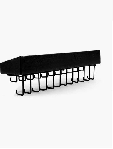 Black Wall Mount Jewellery Organizer with 23 Hooks and Shelf