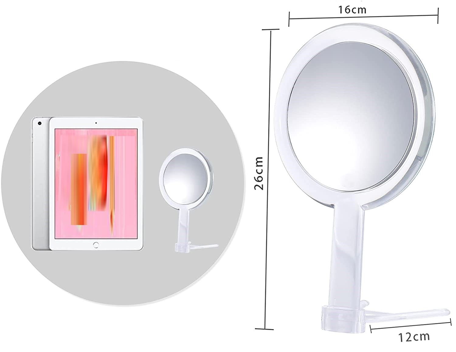 20X Magnifying Hand Mirror Two Sided Use for Makeup Application, Tweezing, and Blackhead/Blemish Removal (15 cm Silver)