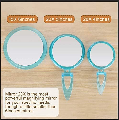 20X Magnifying Hand Mirror Two Sided Use for Makeup Application, Tweezing, and Blackhead/Blemish Removal 12.5 cm Black