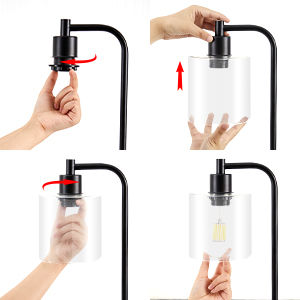 2x Pack Industrial Table Lamp with 2 USB Port for Bedside Nightstand Desk and Living Room Office Bulb not Included