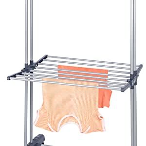 Foldable 3 Tier Stainless Steel Clothes Drying Rack with Hangers