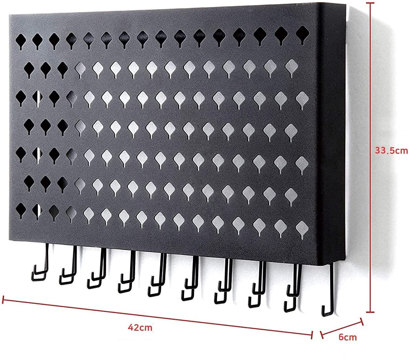Wall Mount Earring Jewelry Hanger Organizer Holder with 109 Holes and 19 Hooks Black